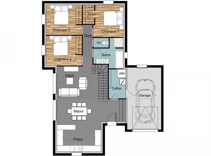 Plan Maison 3 chambres de 85 m²