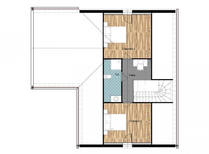 Plan n°2 Maison 3 chambres de 85 m²